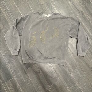 Gray Sweater with Gold Design